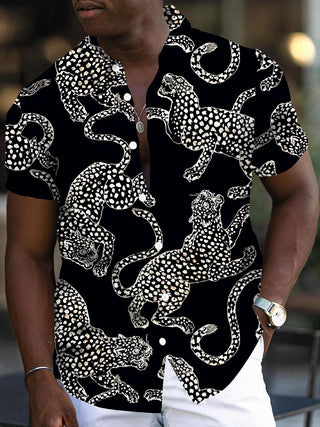 men's leopard print shirt front view