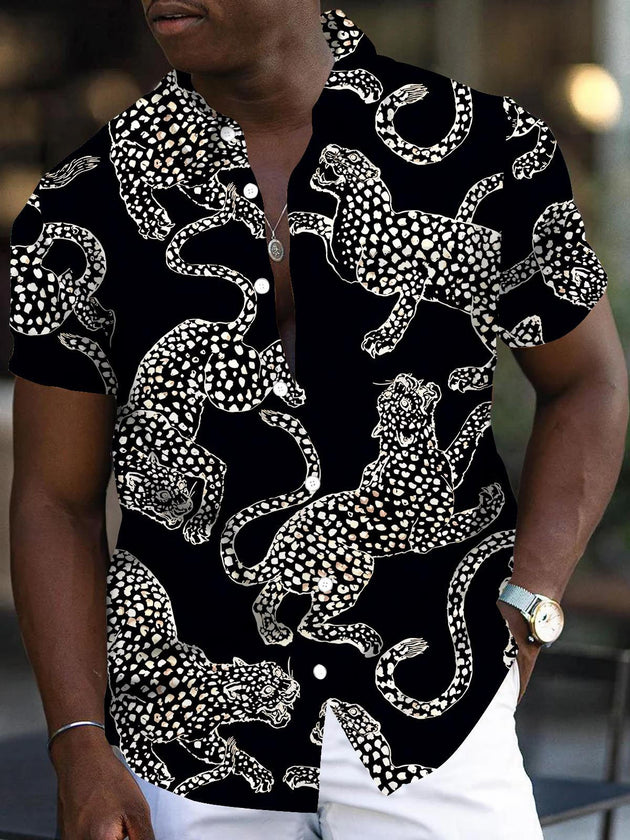 men's leopard print shirt front view