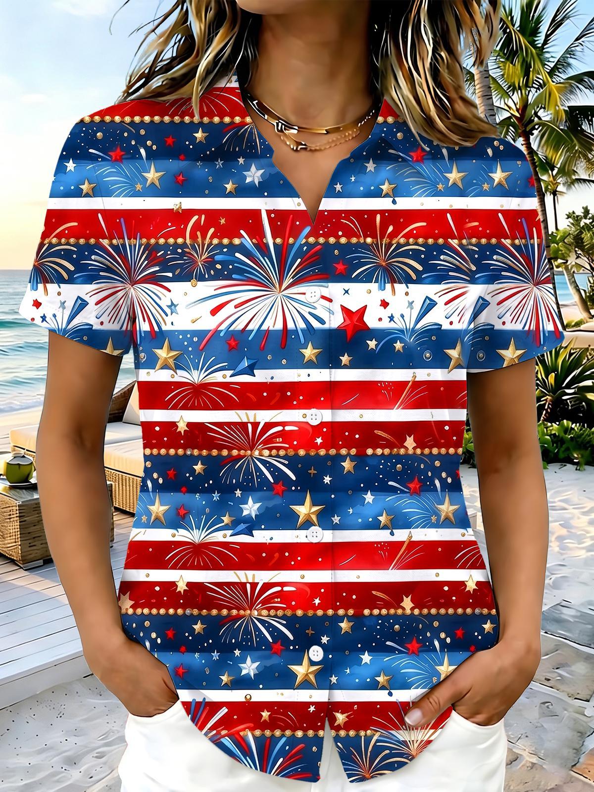Independence Firework Women's Short Sleeve Shirts