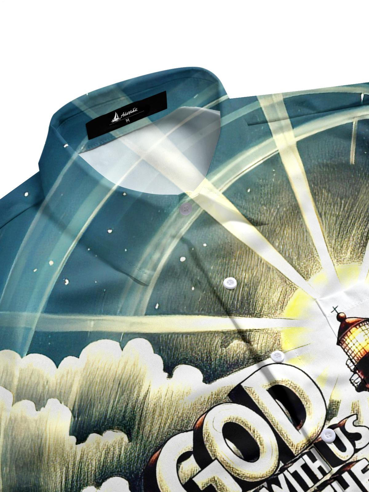 God Is With Us In The Midst Of Our Storns Men's Pocket Short Sleeve Shirts