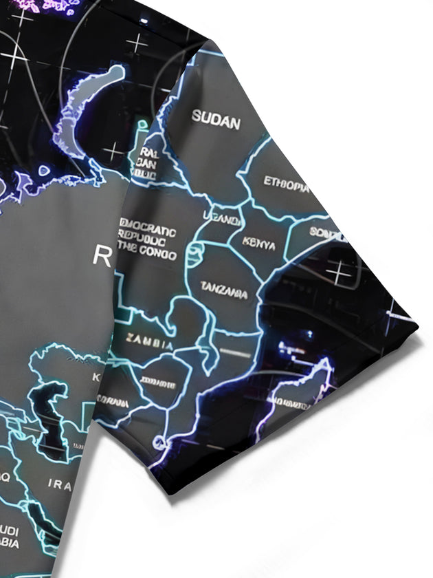 men's map print shirt summer vacation