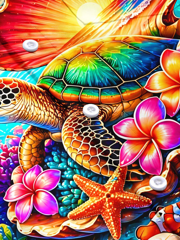Hawaiian Ocean Turtle Men's Pocket Short Sleeve Shirts