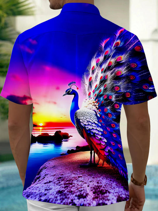 men's feather print shirt back view