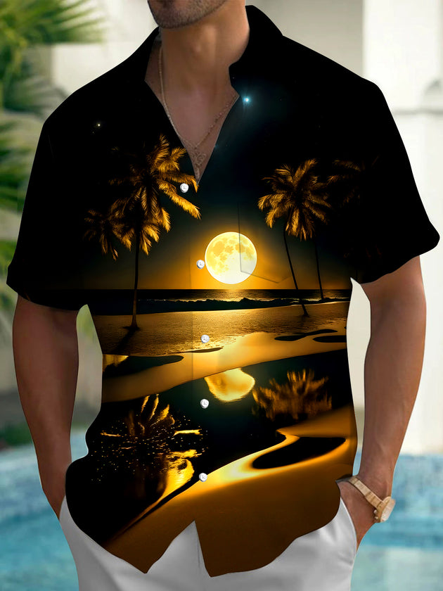 men's Hawaiian shirt front view tropical beach vacation