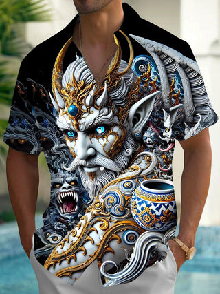 men's skull print shirt front view