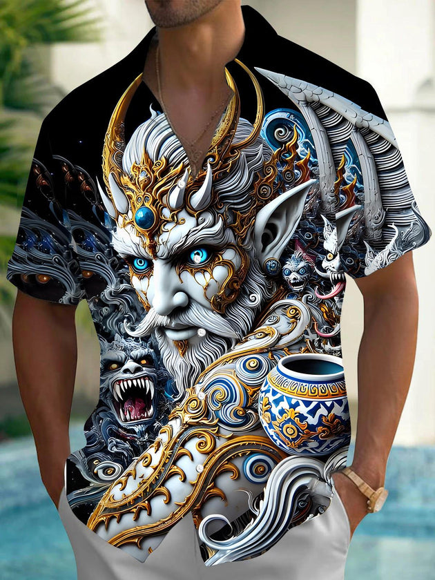 men's skull print shirt front view