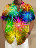 Firework Short Sleeve Men's Shirts With Pocket