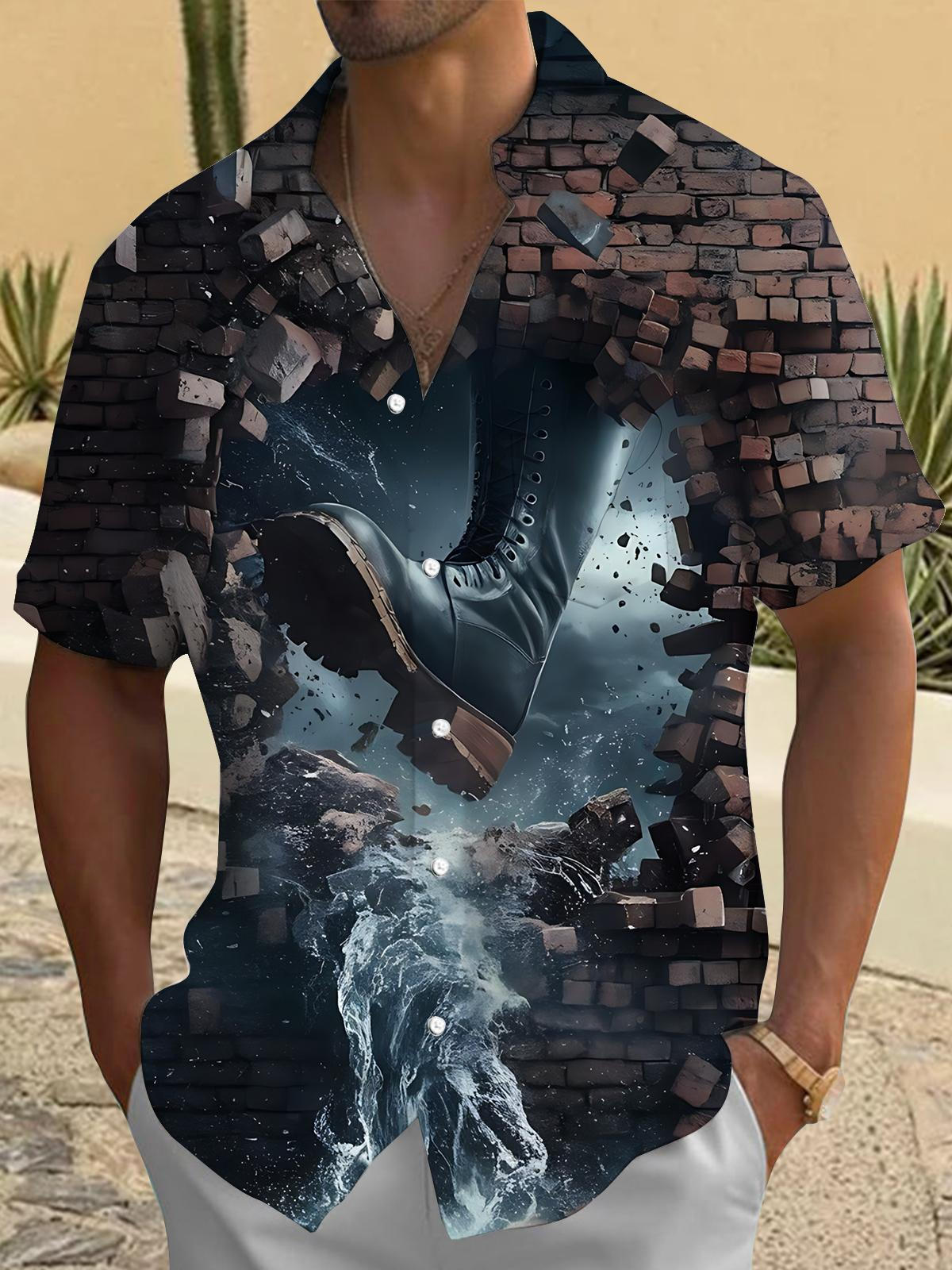 Boots Wall Art Print Men's Pocket Short Sleeve Shirts