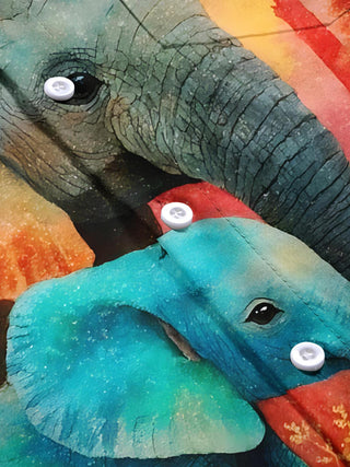 Men's elephant print short sleeve shirt flat lay pattern detail