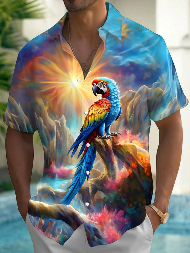 men's Hawaiian shirt front view tropical beach vacation