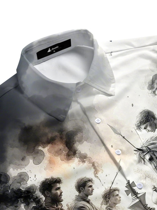 men's graphic art shirt side view
