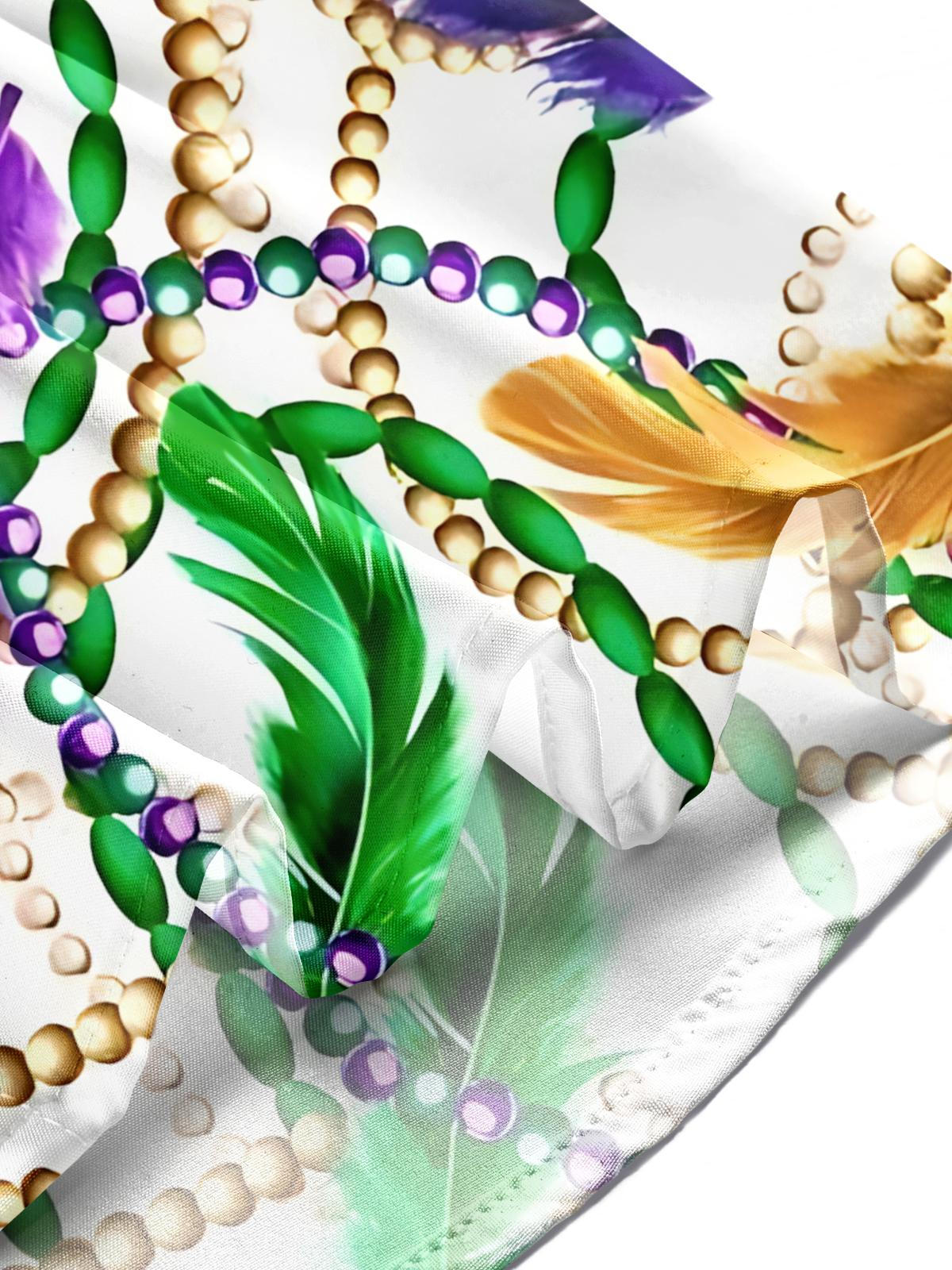 Mardi Gras Feather Print Men's Pocket Short Sleeve Shirts