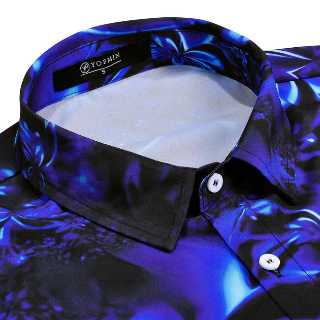 Flower Shirt Men Gradient Floral Trendy Button Down Shirts Short Sleeve Holiday Beach Tops for Travel Beach Vacation honest