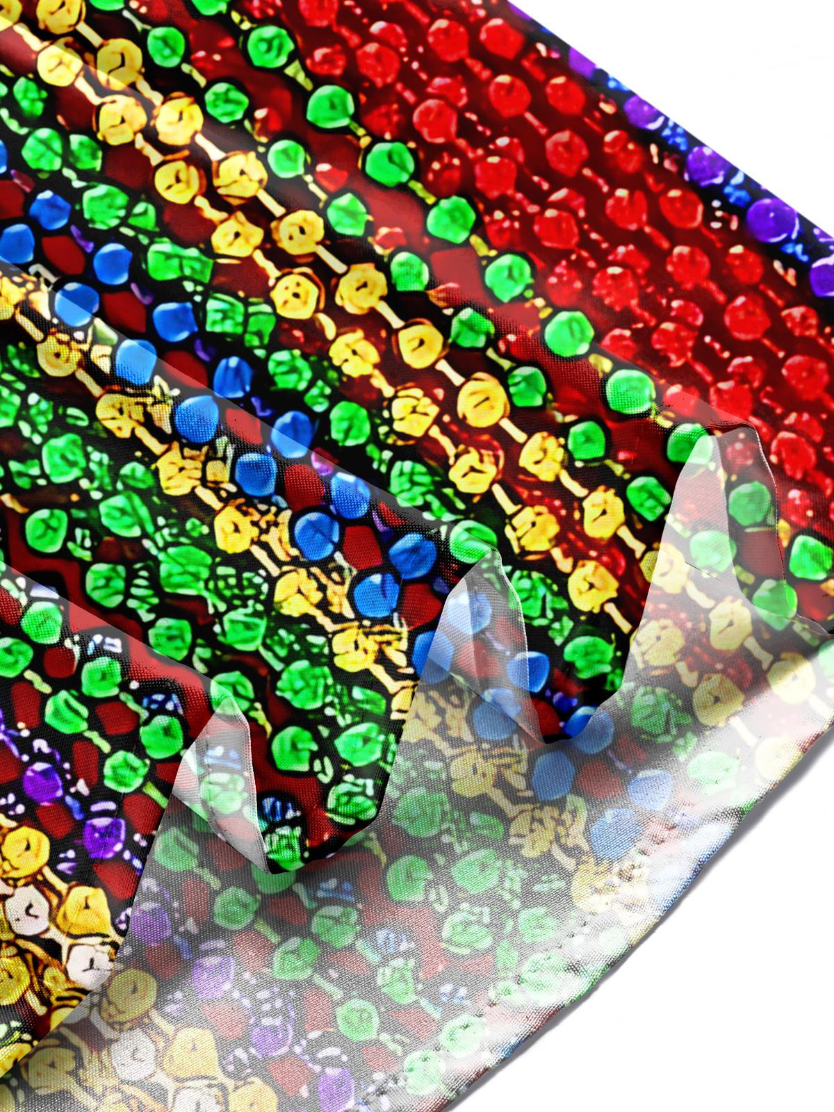 Mardi Gras Prayer Beads Print Men's Pocket Short Sleeve Shirts