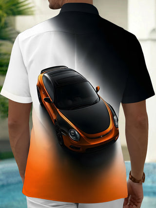 Men's car gradient print short sleeve shirt back view