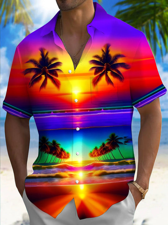 men's Hawaiian shirt front view tropical beach vacation