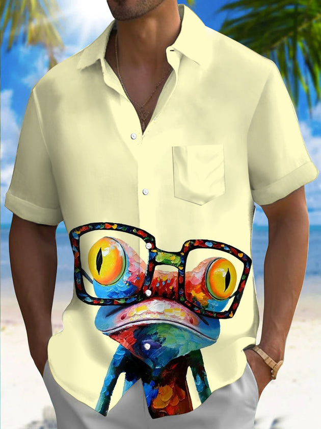 men's animal print shirt front view