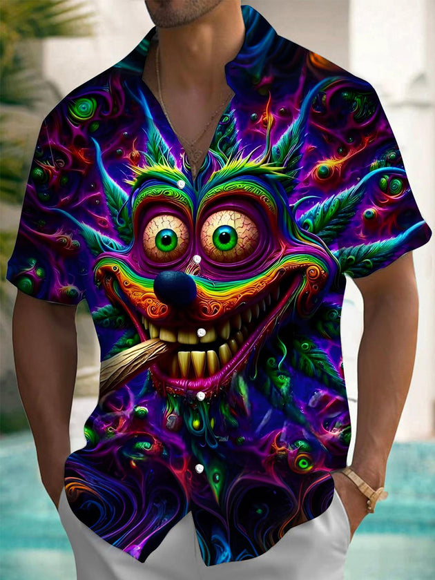 men's art print shirt front view