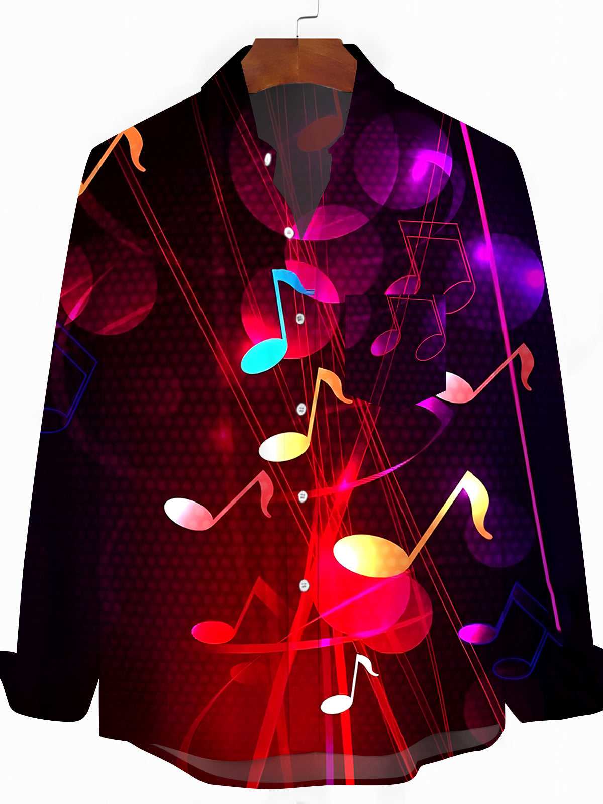 Musical Note Men's Pocket Long Sleeve Shirts