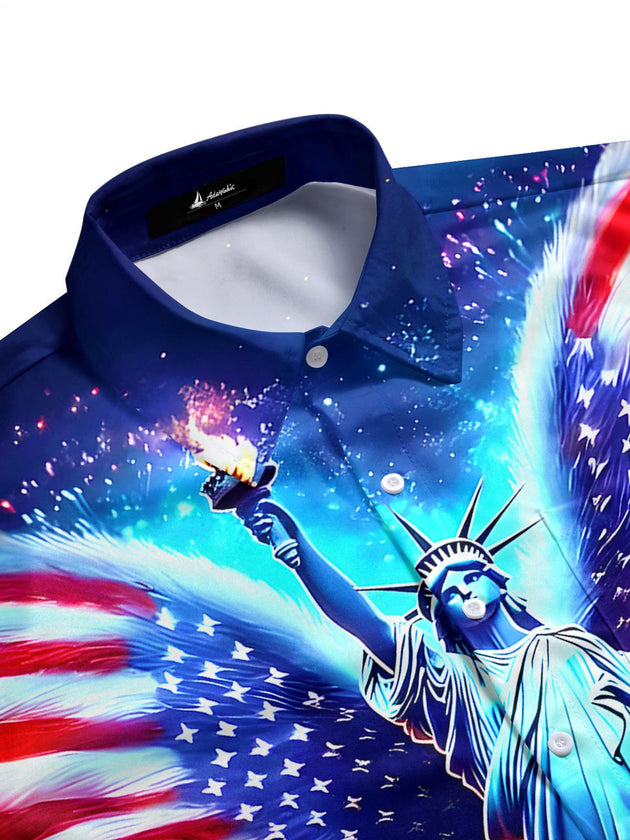 men's USA print shirt side view