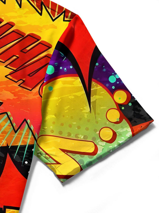 men's art print shirt close-up short sleeve