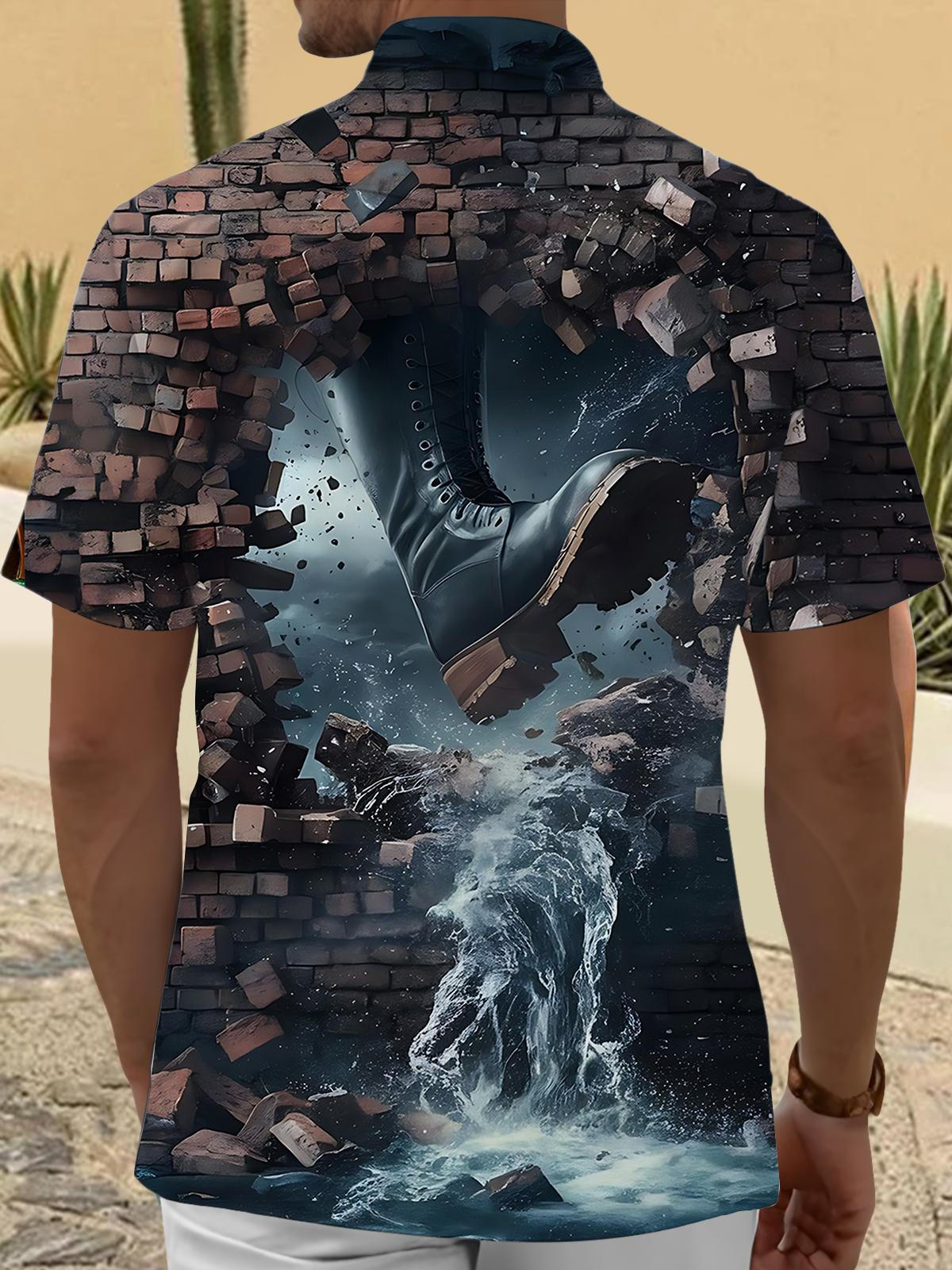 Boots Wall Art Print Men's Pocket Short Sleeve Shirts