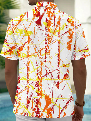 Men's abstract print short sleeve shirt back view