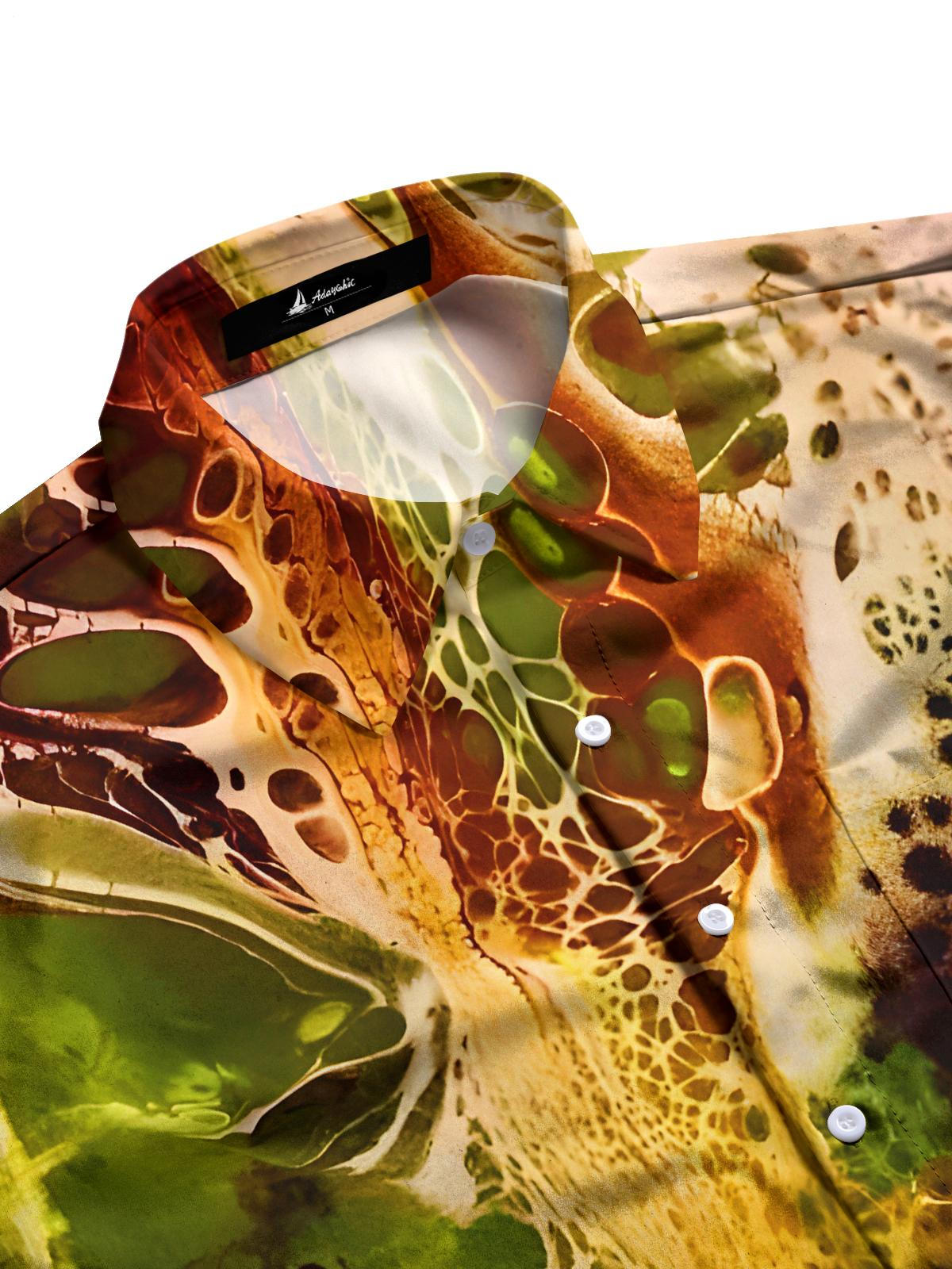 Gradient Abstract Color-block Men's Pocket Short Sleeve Shirts