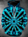 Abstract Long Sleeve Hooded Pocket Men's Top