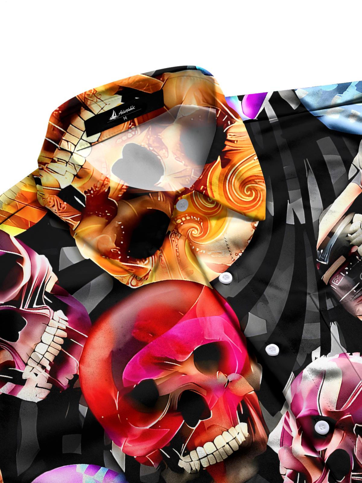 Skull Men's Pocket Short Sleeve Shirts