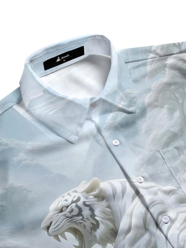 men's stripe print shirt side view