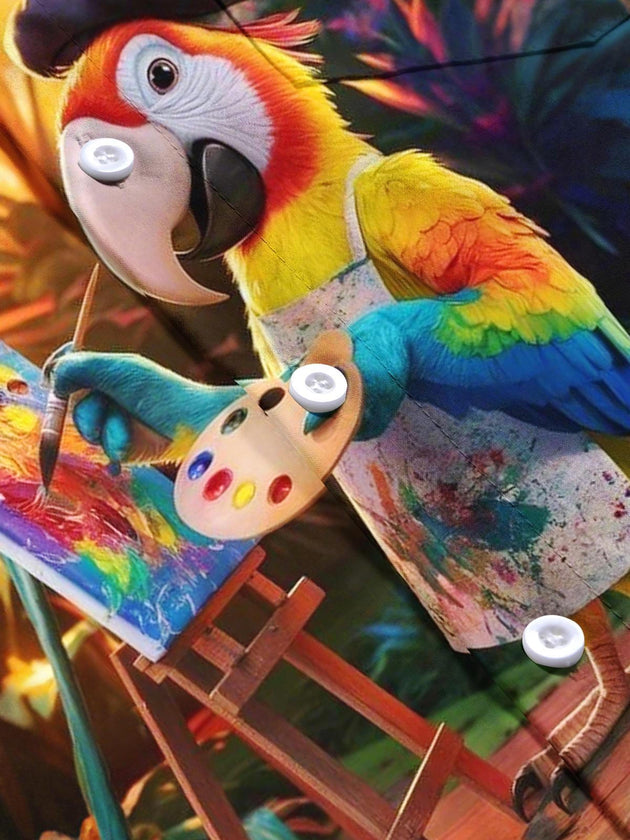 men's parrot print short sleeve flat lay shirt