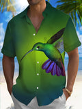 Bird Print Men's Pocket Short Sleeve Shirts