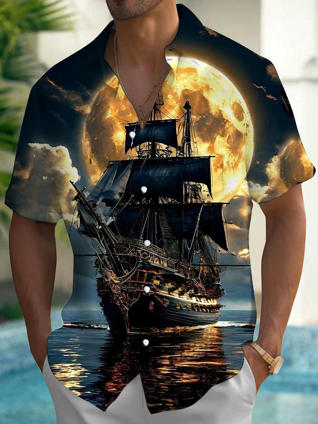 men's Hawaiian shirt front view tropical beach vacation