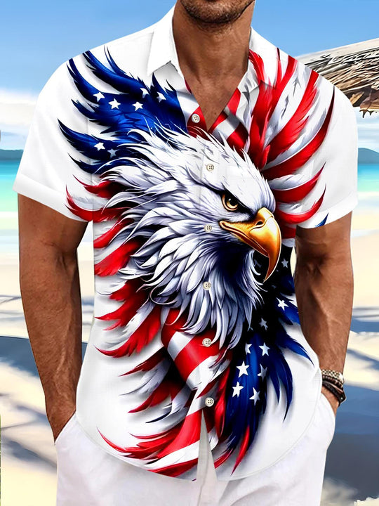 men's eagle print shirt front view Independence Day