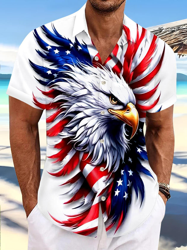 men's eagle print shirt front view Independence Day