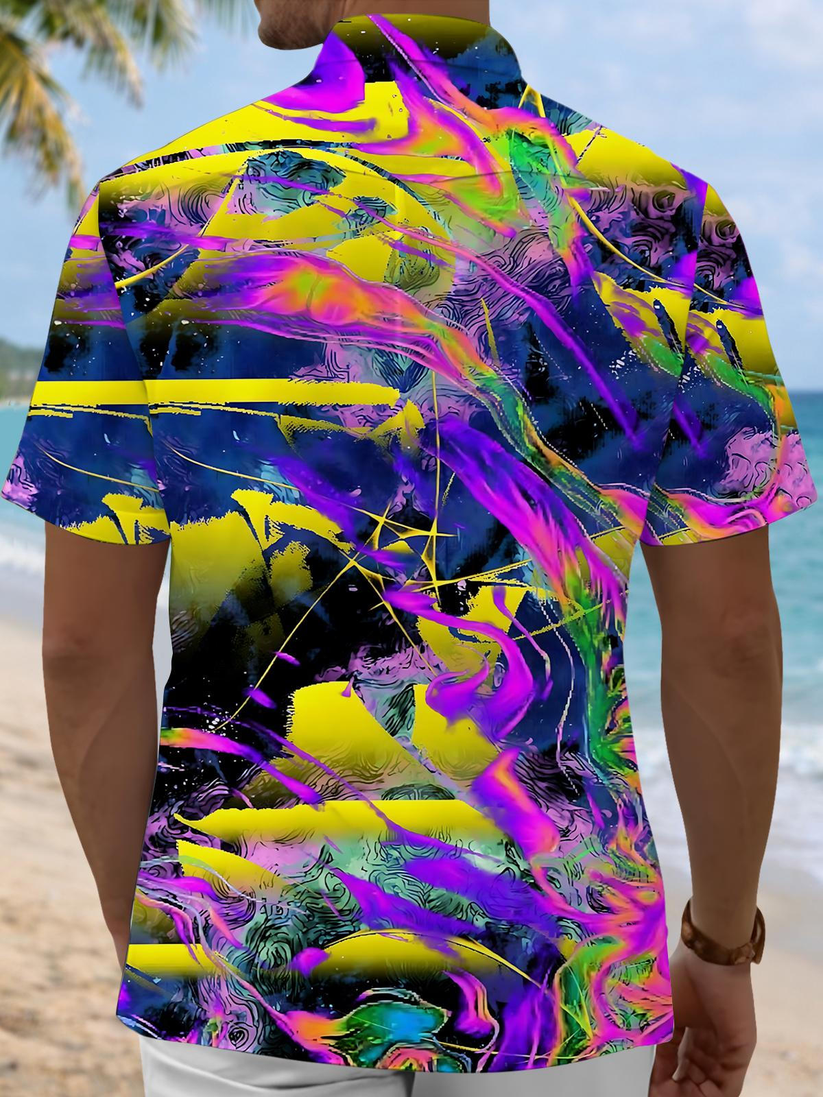 Abstract Print Men's Pocket Short Sleeve Shirts