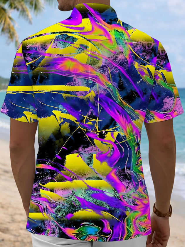 men's geometric print shirt back view