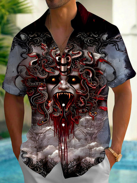 men's abstract print shirt front view