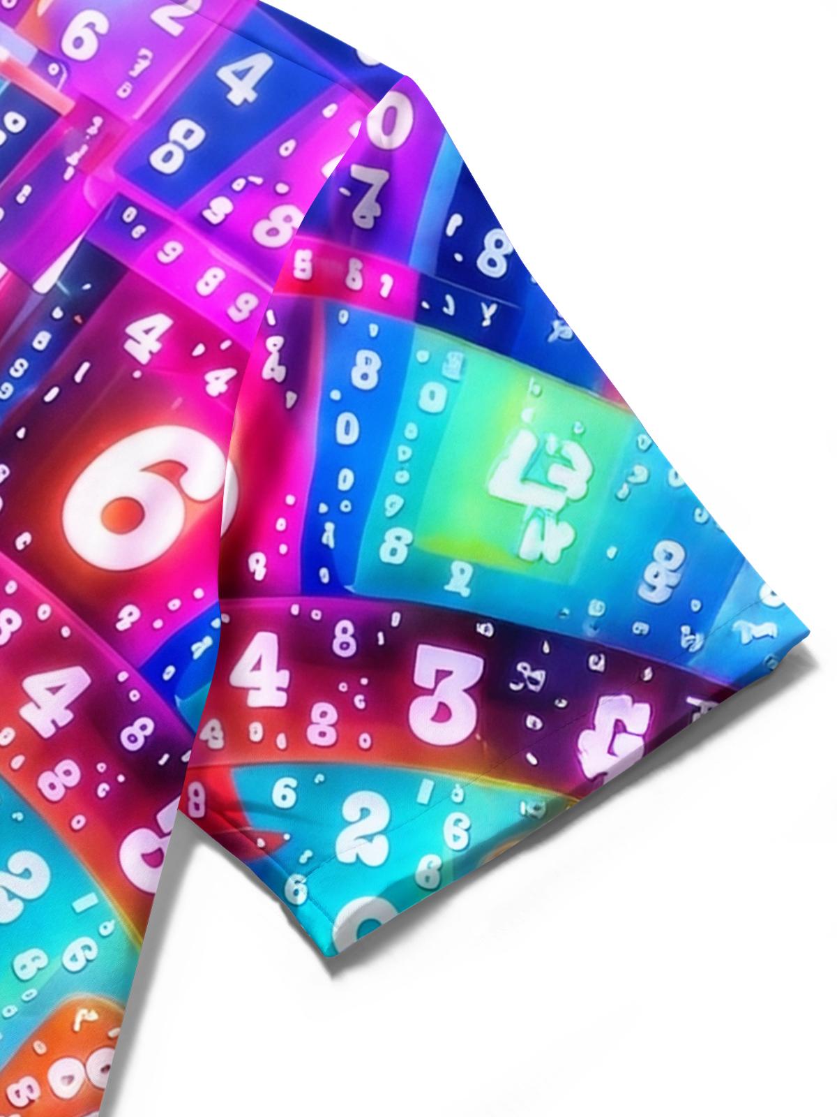 Pi Digits Math Colorful Men's Pocket Short Sleeve Shirts
