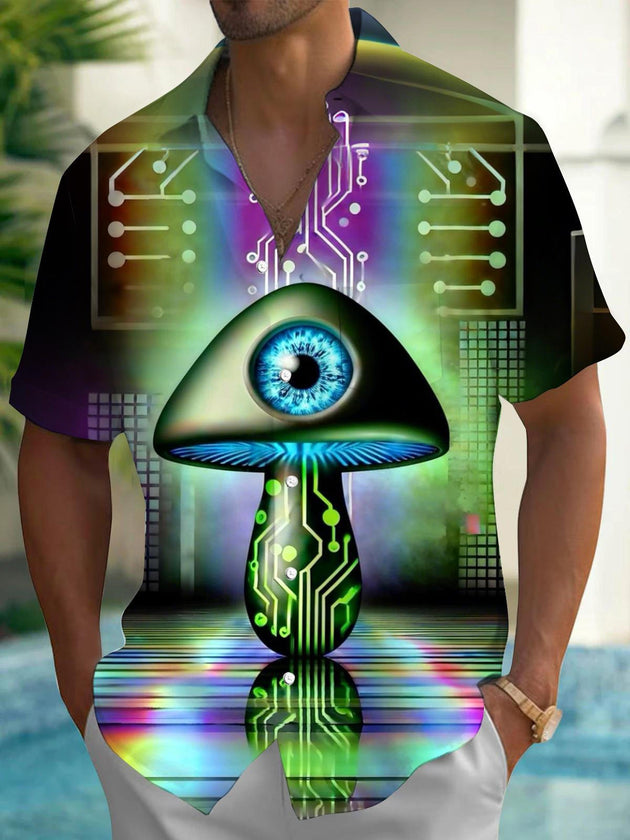 men's mushroom print shirt front view