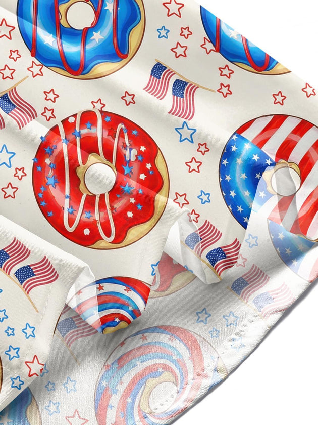 Men's American flag donut print short sleeve shirt lifestyle view