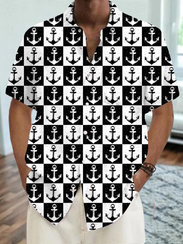 men's anchor print shirt front view