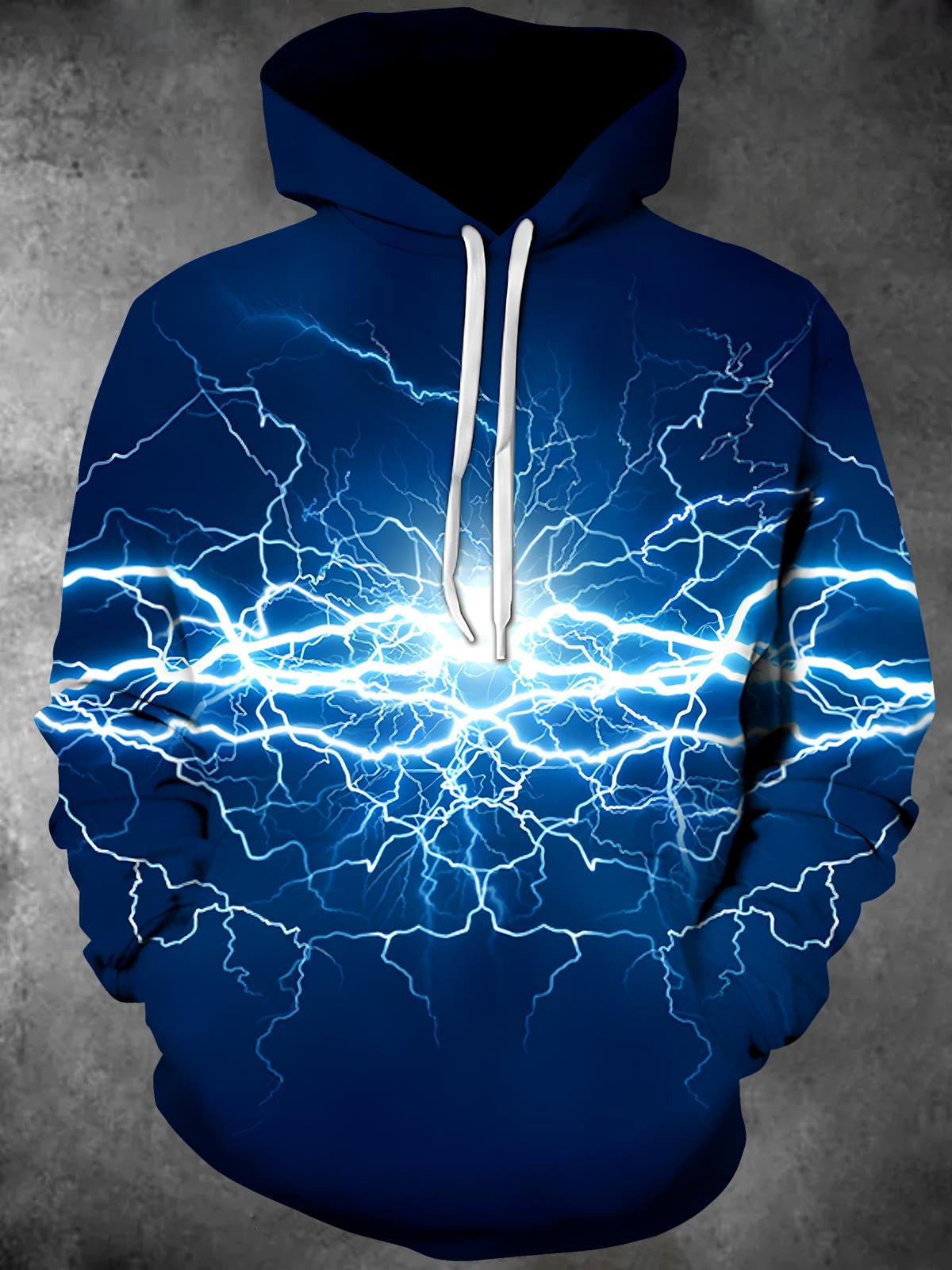 Lightning Long Sleeve Hooded Pocket Men's Top