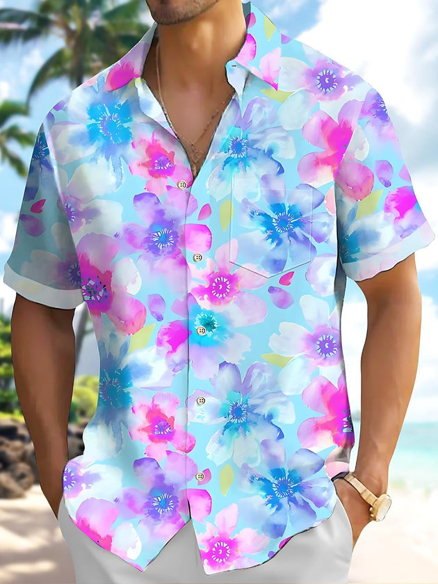 men's floral shirt front view
