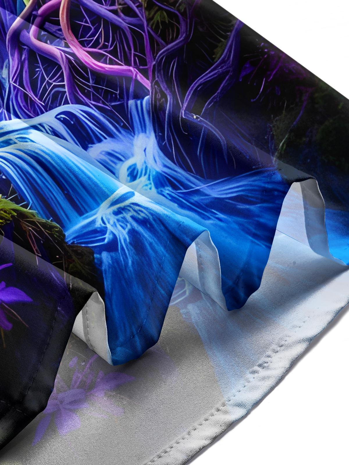 Mushroom Skull Print Men's Pocket Short Sleeve Shirts