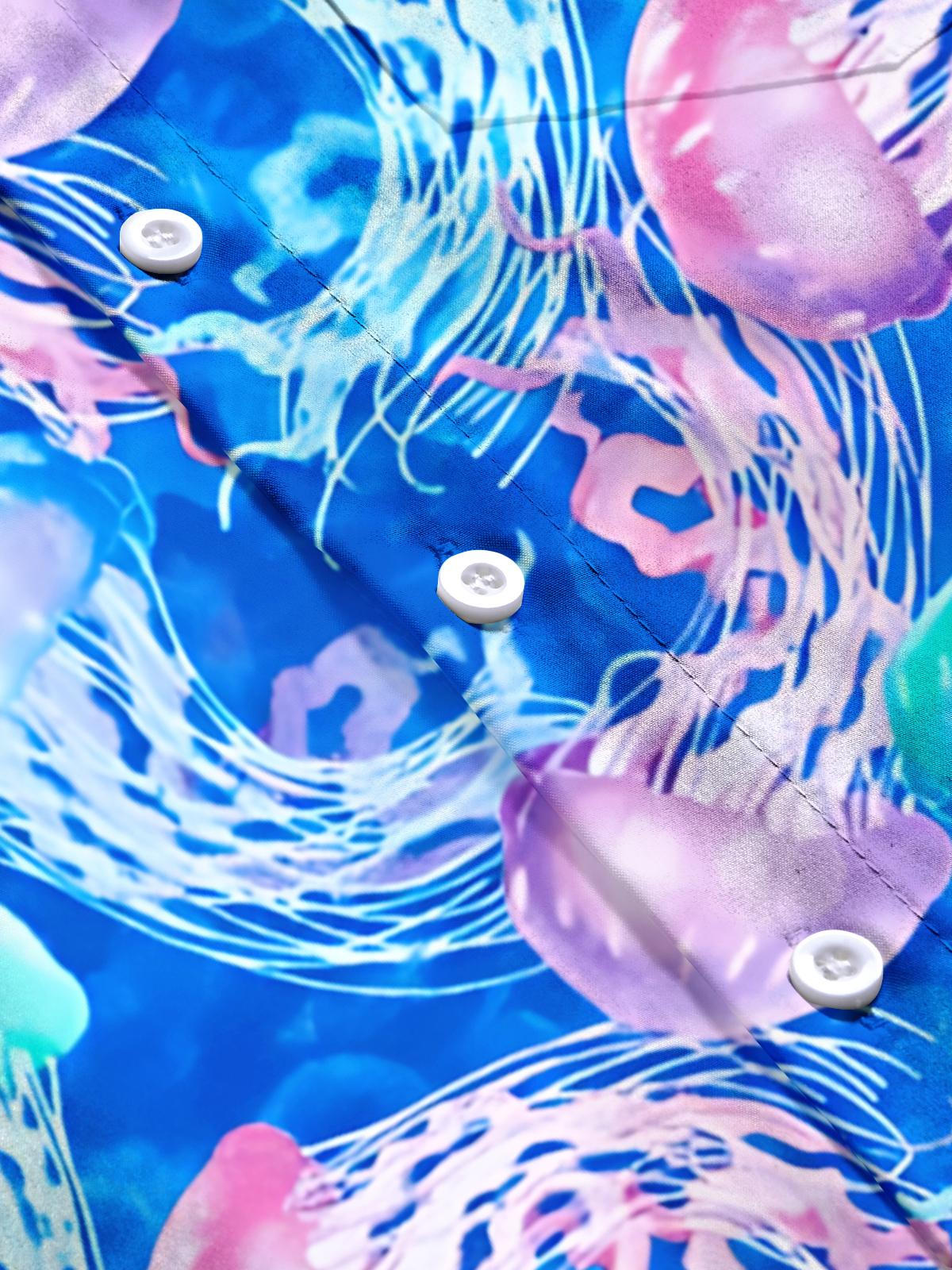 Jellyfish Print Men's Pocket Short Sleeve Shirts