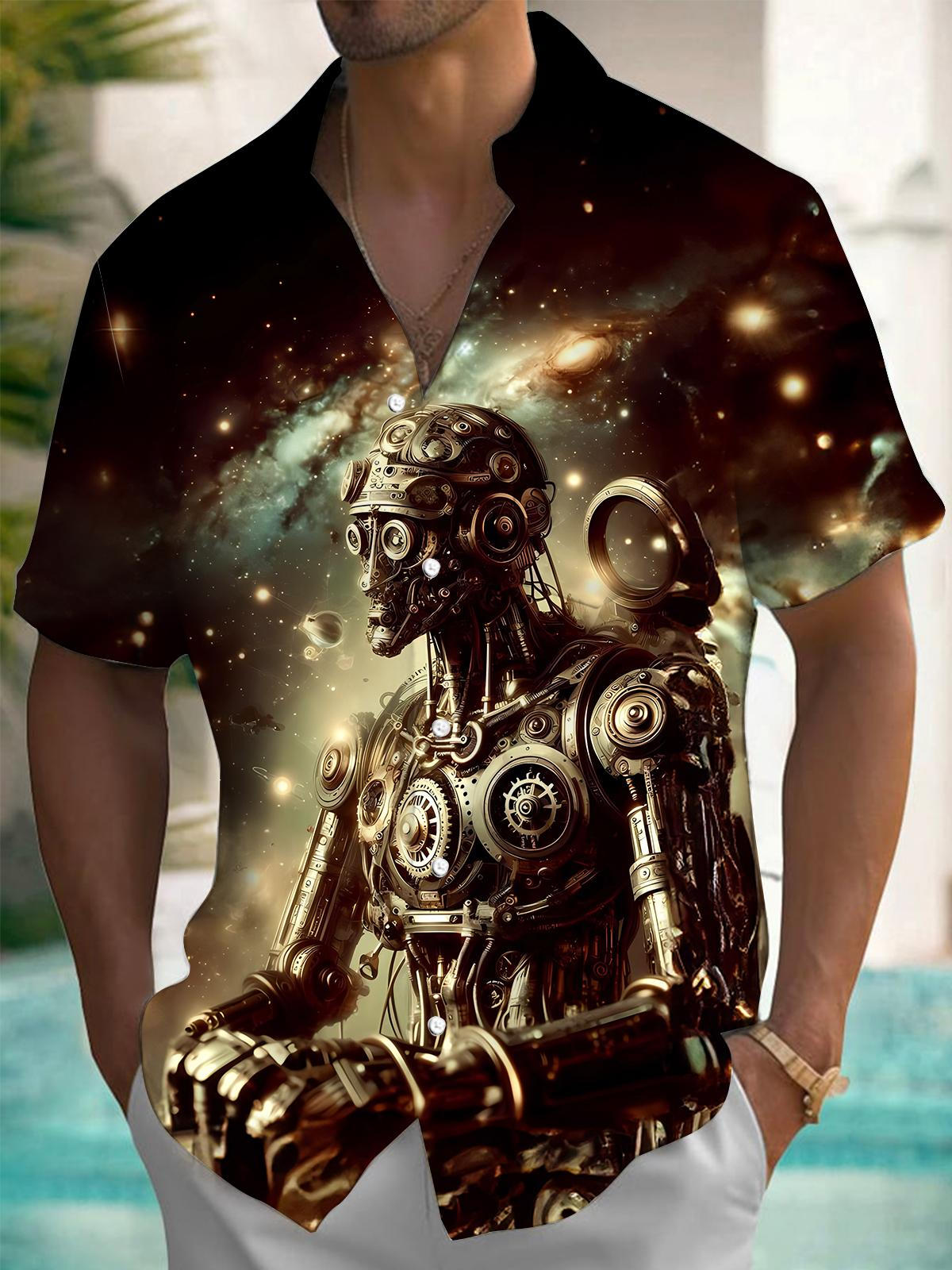 Robot Men's Pocket Short Sleeve Shirts