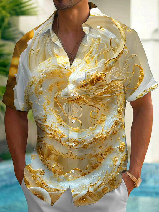 men's dragon print shirt front view