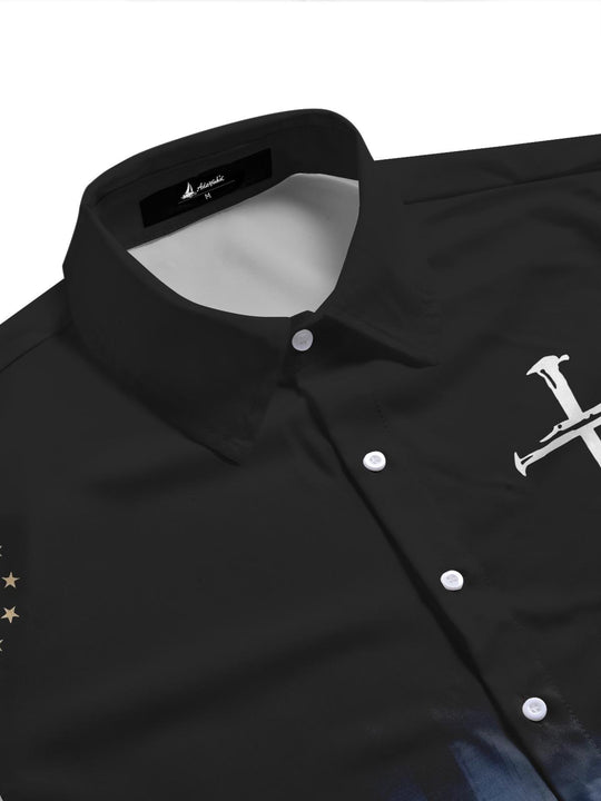 women's USA print shirt side view